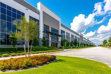 Canvas Print - Industrial zone and technology park, large modern office building