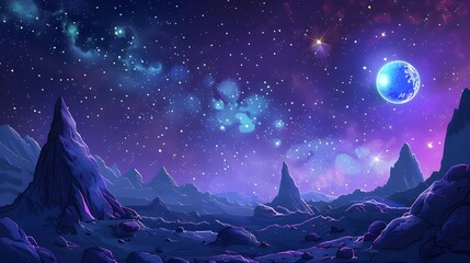 Wall Mural - Space background with colorful planet and star