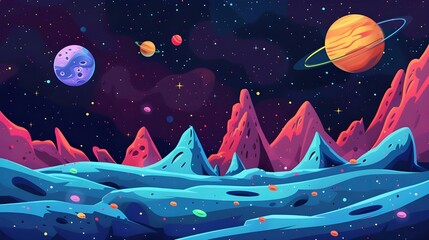 Wall Mural - Space background with colorful planet and star