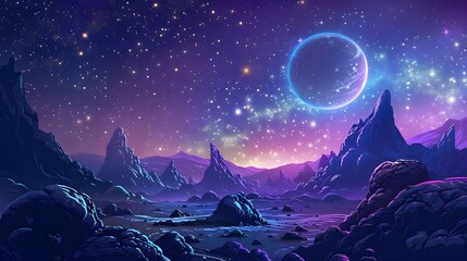 space background with colorful planet and star
