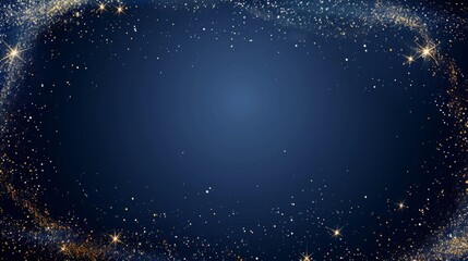 Wall Mural - an enchanting midnight blue expanse, graced with a celestial arc of golden stardust that glitters ag