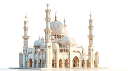 Wall Mural - 3D illustration of modern mosque building isolated on white background