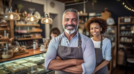 Wall Mural - Smiling Team in Local Bakery