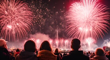 Wall Mural - People watching fireworks.