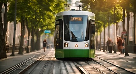 Poster - Modern tram in a city.