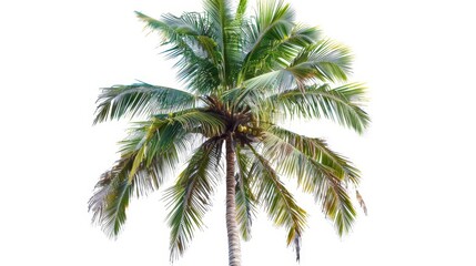 Poster - On a white background, a coconut palm tree is isolated.