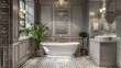 Elegant bathroom with classic design elements and a freestanding bathtub