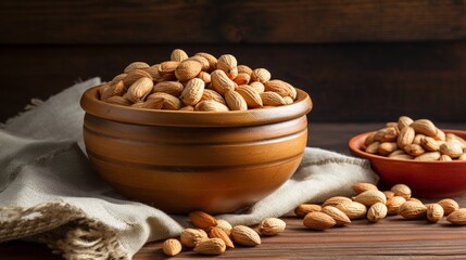 Wall Mural - The natural texture of shelled peanuts captured in a homely bowl