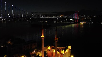 Wall Mural - Ortaköy Mecidiye Mosque and 15 July Martyrs Bridge (Bosphorus Bridge).