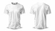 A template for making a mockup for print of a white blank T-shirt, from both sides, isolated on white