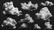 Clouds on black background. Elements of design.