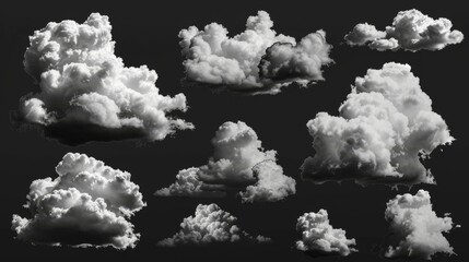 Aufkleber - Clouds on black background. Elements of design.