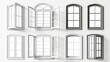 An isolated collection of window frames