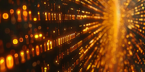 Poster -  digital binary data on computer screen background. binary code background . abstract blue red background	

