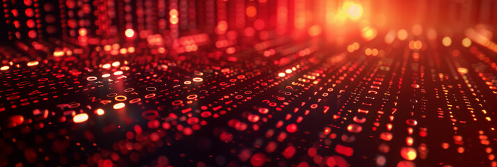 Poster -  digital binary data on computer screen background. binary code background . abstract blue red background	
