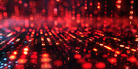 Poster -  digital binary data on computer screen background. binary code background . abstract blue red background	
