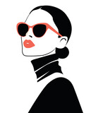 Fototapeta  - Beautiful woman in sunglasses and dress	