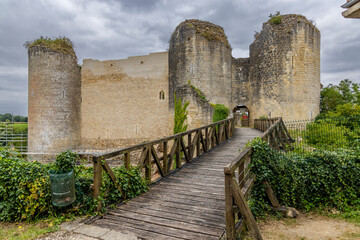 Sticker - Chateau de Gencay ruins (Du Guesclin), department Vienne, Aquitaine, France