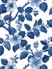 Wall Mural - Blue Flowers Illustration