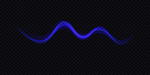 Poster - Luminous blue lines png of speed. Light glowing effect png. Abstract motion lines. Light trail wave, fire path trace line, car lights, optic fiber and incandescence curve twirl