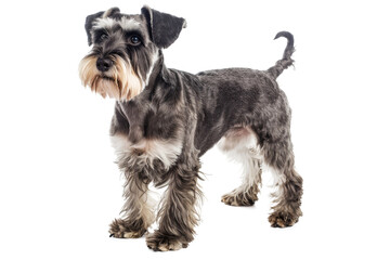 Wall Mural - Miniature schnauzer dog standing isolated on transparent background