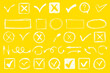 Check signs sketch, voting agree checklist mark or examination task list. Doodle check marks. Hand drawn tick V X yes no ok sign. Checkbox chalk icon, sketch checkmark. Vector illustration