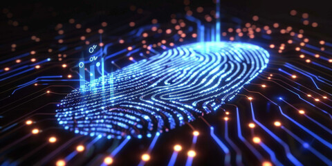 Poster - fingerprint scanning, biometric authentication, cybersecurity and fingerprint password, future techn