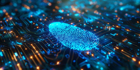 Poster - fingerprint scanning, biometric authentication, cybersecurity and fingerprint password, future techn
