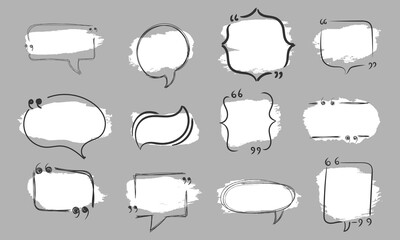 Leinwandbilder - Hand drawing quote text box set. Doodle quote box frame for design, banners, websites. Collection of lettering comic speech bubbles in hand drawn style.