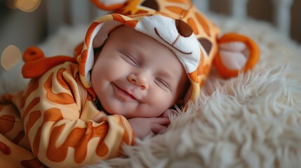 Wall Mural - A baby dressed in a costume for a themed photo shoot. 