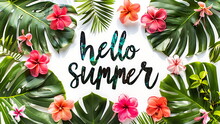 Hello Summer Text For Summer Banner Background Or Design With Generative Ai