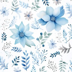  Watercolor Snowflakes & Wintertime Florals: Digital Paper with Flowers