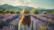 Wanderlust Moment in Lavender Field with Serene Natural Atmosphere and Captivating Scenic View