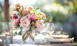 Peonies arranged in a mason jar vase for a rustic chic centerpiece