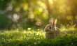 A bunny enjoying a sunny patch of grass