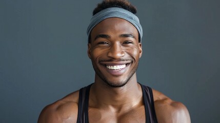 Wall Mural - Smiling dark-skinned personal trainer