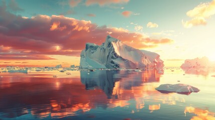 Massive Iceberg Drifting in Water