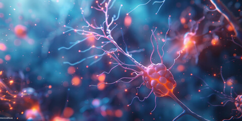 Poster - neural connection, bright lights, synapses