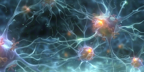 Poster - neural connection, bright lights, synapses