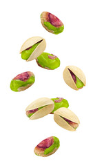 Wall Mural - falling pistachio isolated on white background, full depth of field