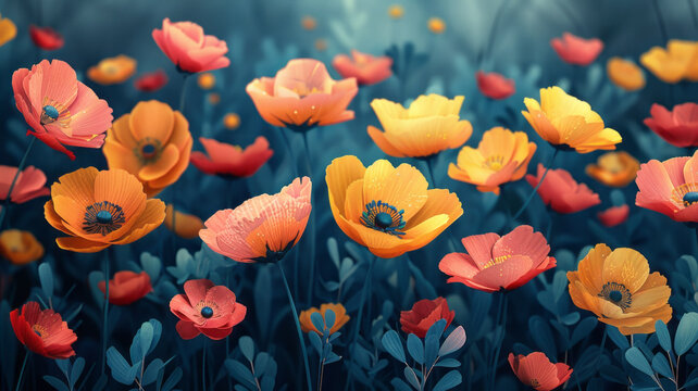 A positive picture filled with doodles of spring,generative ai