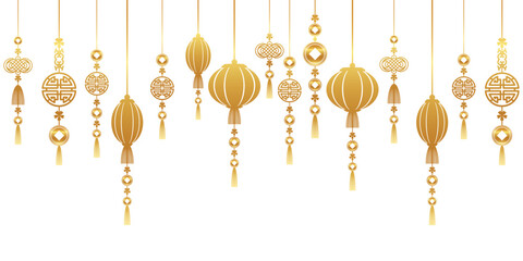 Wall Mural - Golden chinese new year vector with transparent background, vector illustration