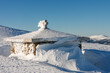 Stone chapel, memorial to the victims of the Giant Mountains,  Czech republic. Winter sunny day.