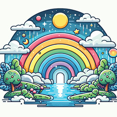 Wall Mural -  rainbow art vector illustrator 