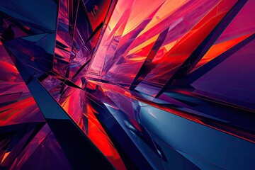 Fototapete - Dynamic 3D geometric shapes in a futuristic design, A futuristic design concept showcasing dynamic 3D geometric shapes, embodying innovation and modernity.