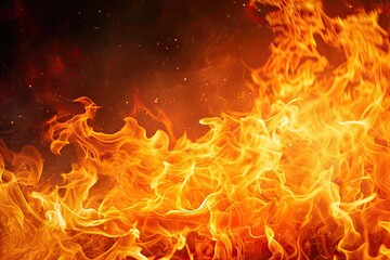 Leinwandbilder - Explosive fire background with dramatic flames and dynamic lighting, A captivating fire background characterized by dramatic flames and dynamic lighting, evoking intensity and energy.
