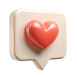 © Елена Чекман - Chat icon with heart on a light background. The concept of modern dating. Receiving or sending love letters. Dating in the social network. Modern love. Copy space. 3D.