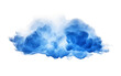 A mesmerizing blue cloud of smoke swirling gracefully on a pristine white background