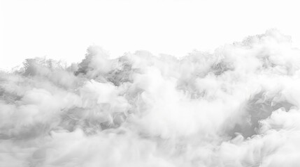 Wall Mural - Ethereal white fog or smoke on a clean white background, creating a mysterious and dreamy atmosphere for various design projects, digital illustration