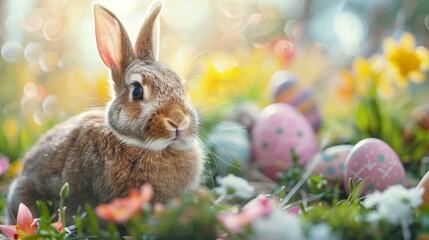 Wall Mural - Life in the meadow of the Easter Bunny, Easter concept